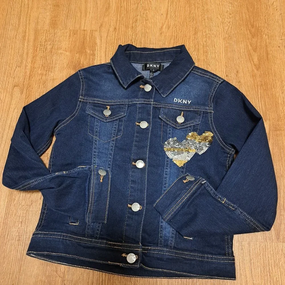 DKNY Denim Sequin Pre-Teen Jacket - Size Medium